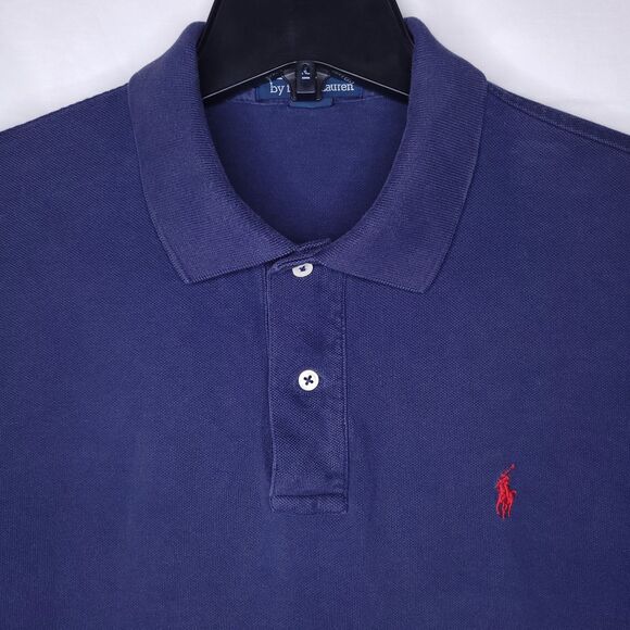 Ralph Lauren Polo Shirt Mens Large Navy Ree Pony Cotton Vintage - Picture 1 of 11